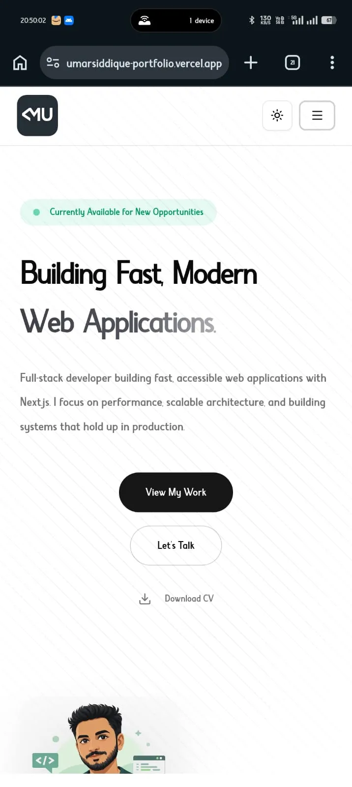 Engineering Portfolio Mobile View