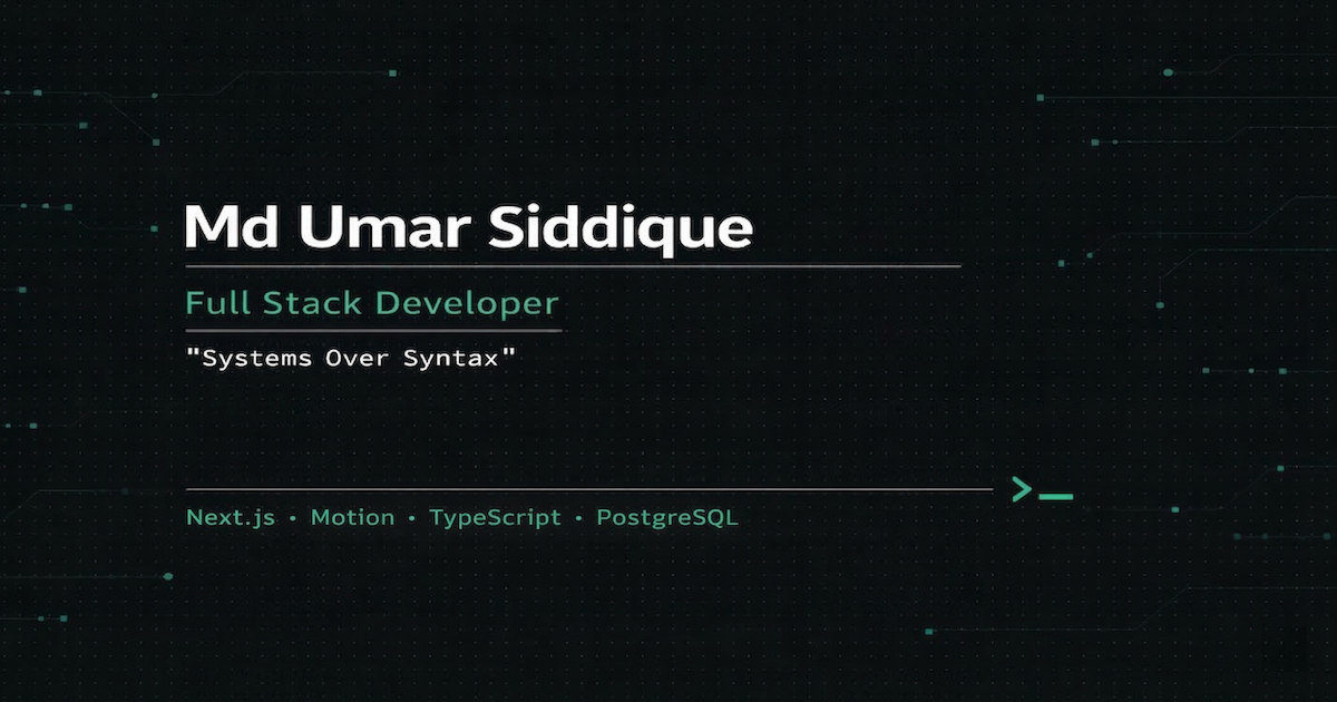 Md Umar Siddique | Full Stack Developer